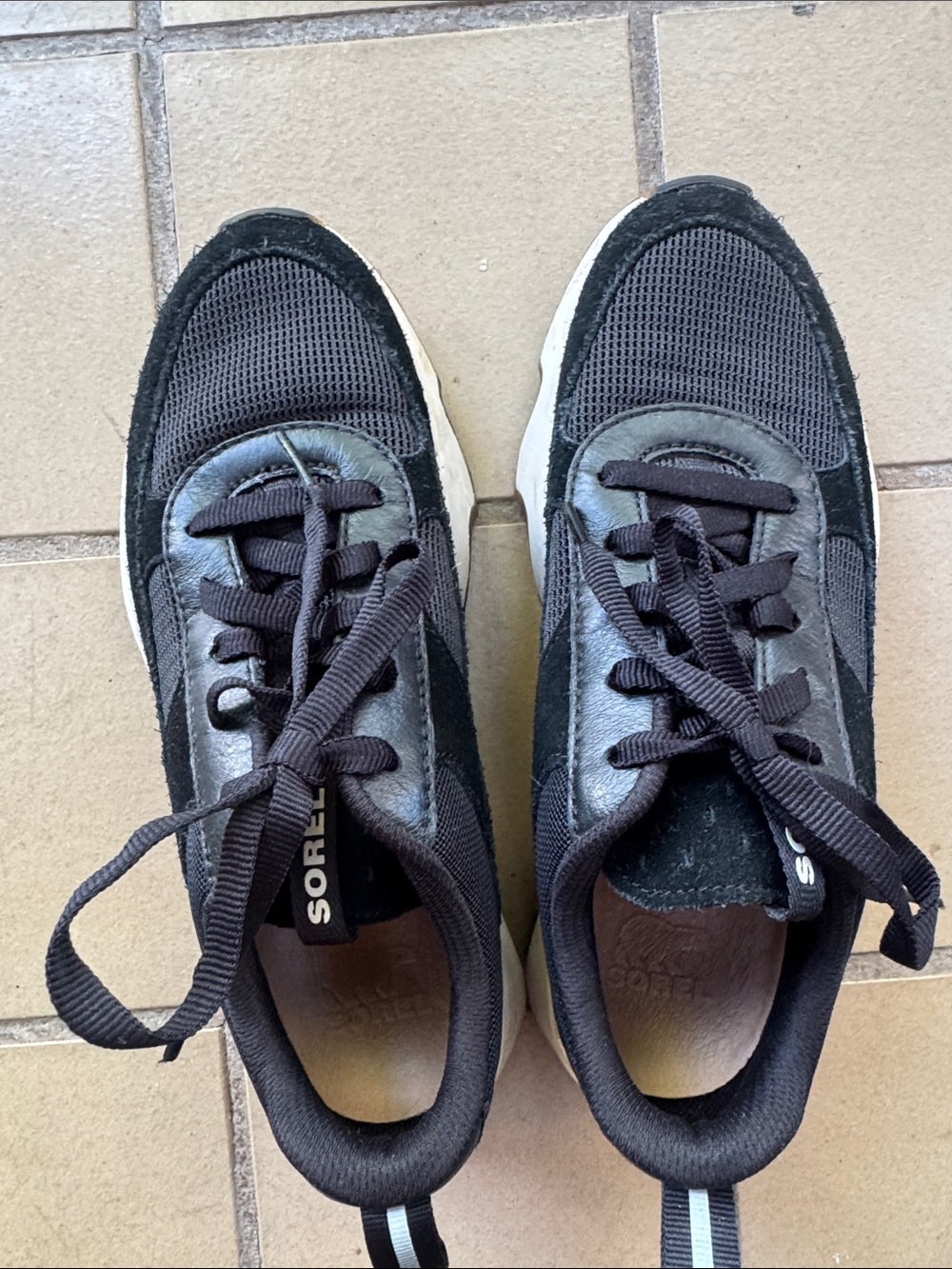 Sorel Black and White Chunky Lace-Up Platform Sneakers - Picture 3 of 11